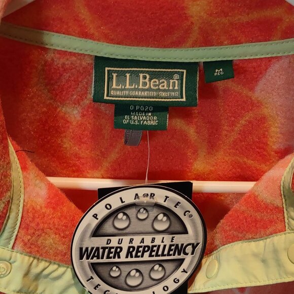 LL Bean fleece pullover sweater, sz M, tropical floral print NWT - Picture 4 of 4